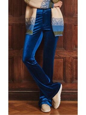 ESQUALO Rich Blue Velvet Straight Leg Pants